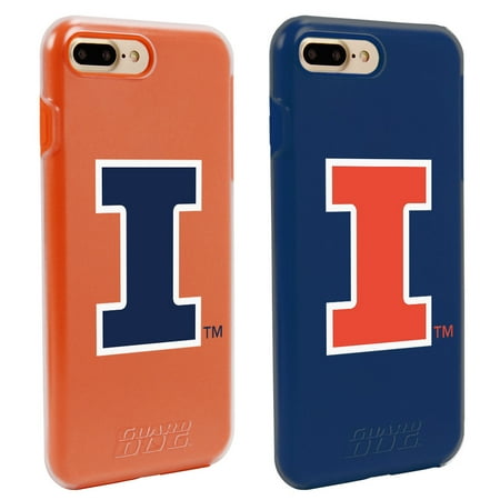 Illini Fan - Illinois Fighting Illini Fan Pack (2 Cases) for iPhone 7 Plus/8 Plus with Guard Glass Screen Protector NCAA
