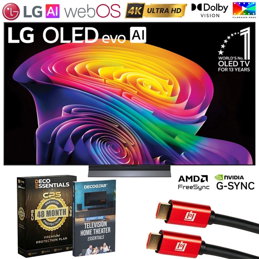 LG 65 inch OLED Evo AI C6 4K Smart WebOS TV (2026) OLED65C6PUA Bundle with Deco Essentials Cps 4 YR Protection, 2X HDMI Cable & Deco Gear Home Theater Beginner′s Guidebook