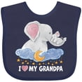 thumbnail image 3 of Inktastic I Love My Grandpa Cute Elephants with Moon and Stars Boys or Girls Baby Bib, 3 of 4