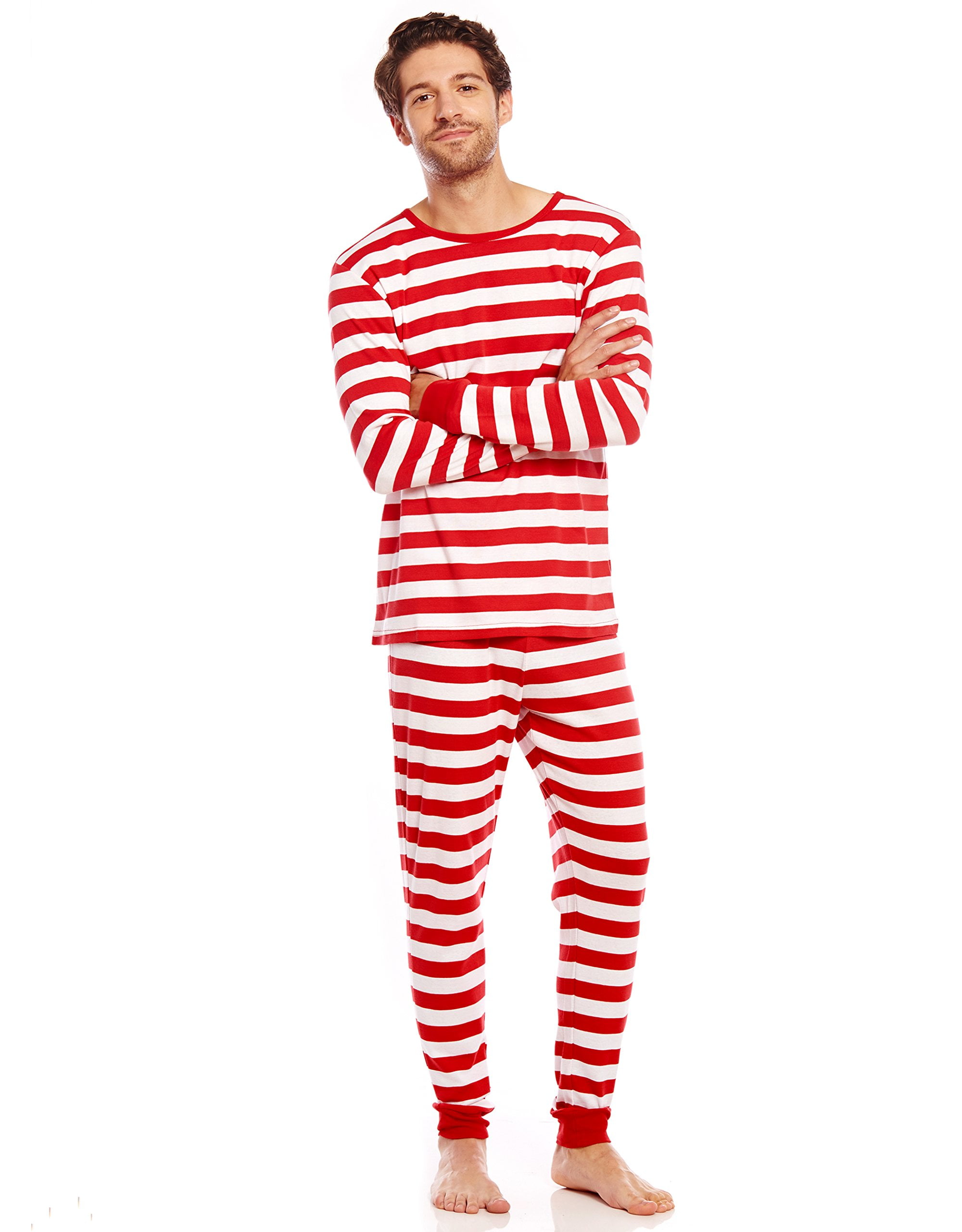 Leveret - Leveret Men's Pajamas Fitted Striped Christmas 2 Piece Pjs ...