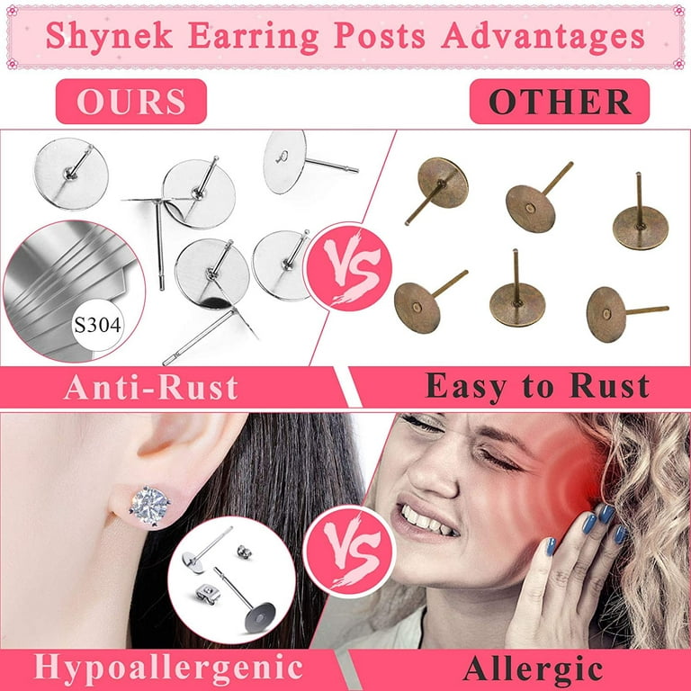 Hypoallergenic Earring Posts and Backs, 1650pcs Stainless Steel Earring  Making Kit Earring Posts Studs, Earring Backs, Jump Rings for DIY Jewelry