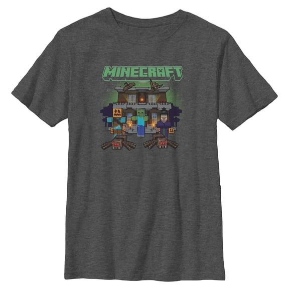 Boys Minecraft Halloween Creeper Haunted House T Shirt