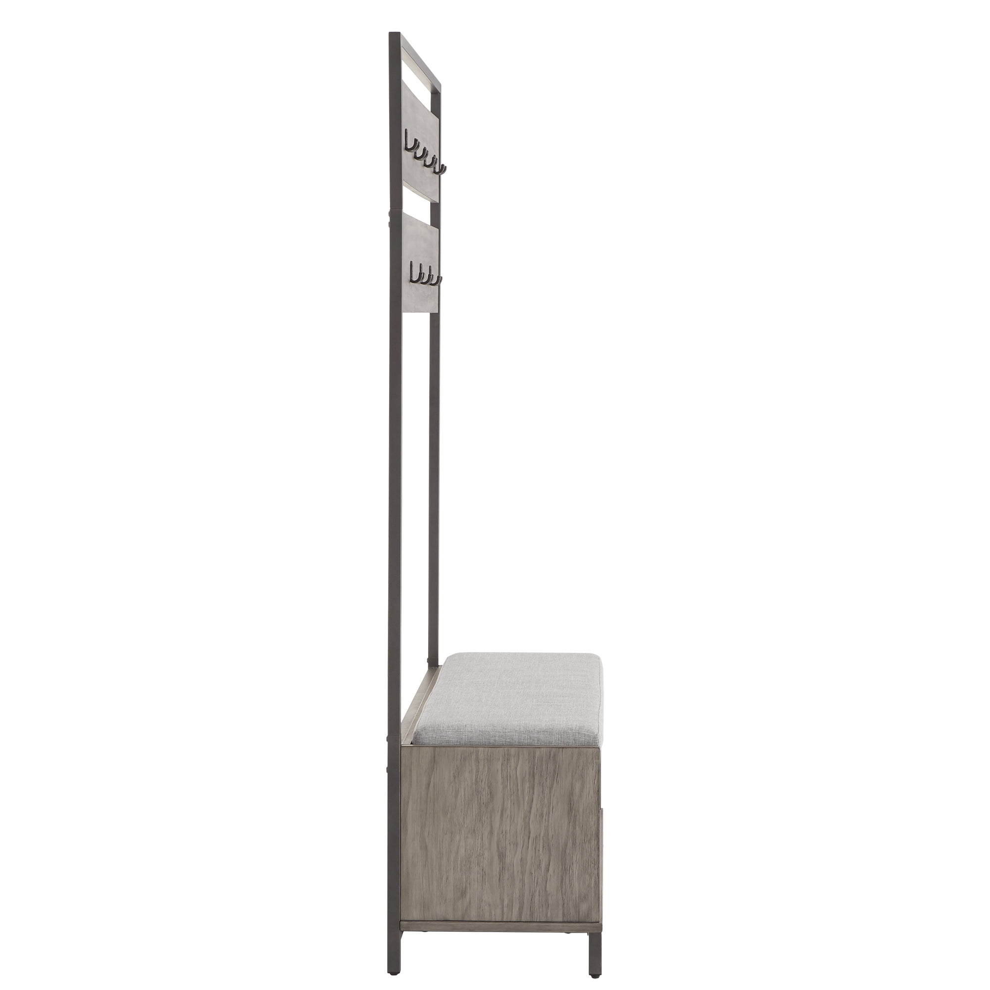 Weston Home Arron Hall Tree With Cabinet & Cushion, Grey
