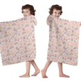 thumbnail image 4 of Pink Cartoon Unicorn Rainbow Star Cupcake Pattern Hooded Bath Towel，50"x30" for Ages 3 To 12 Kids, Quick Dry Lightweight Soft Microfiber Hood Beach Towel Cover Up for Kids, 4 of 7