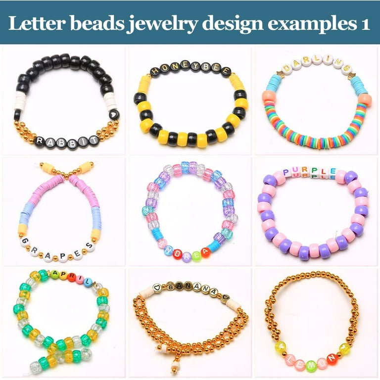 Letter Beads, 15 Styles Sorted Alphabet Beads and Colorful Number Bead Kit,  Vowel Word Beads for Jewellery&bracelets,jewelry Making 