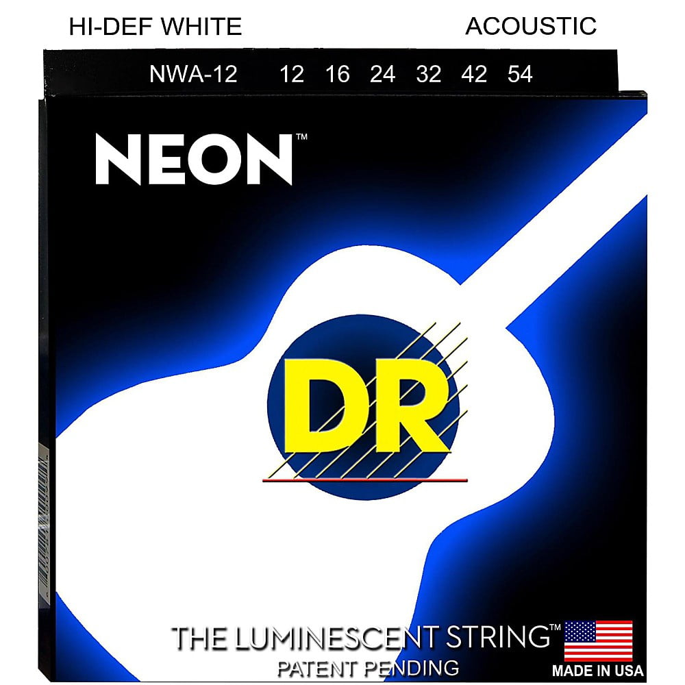 DR Strings K3 NEON HiDef White Acoustic Medium Guitar Strings