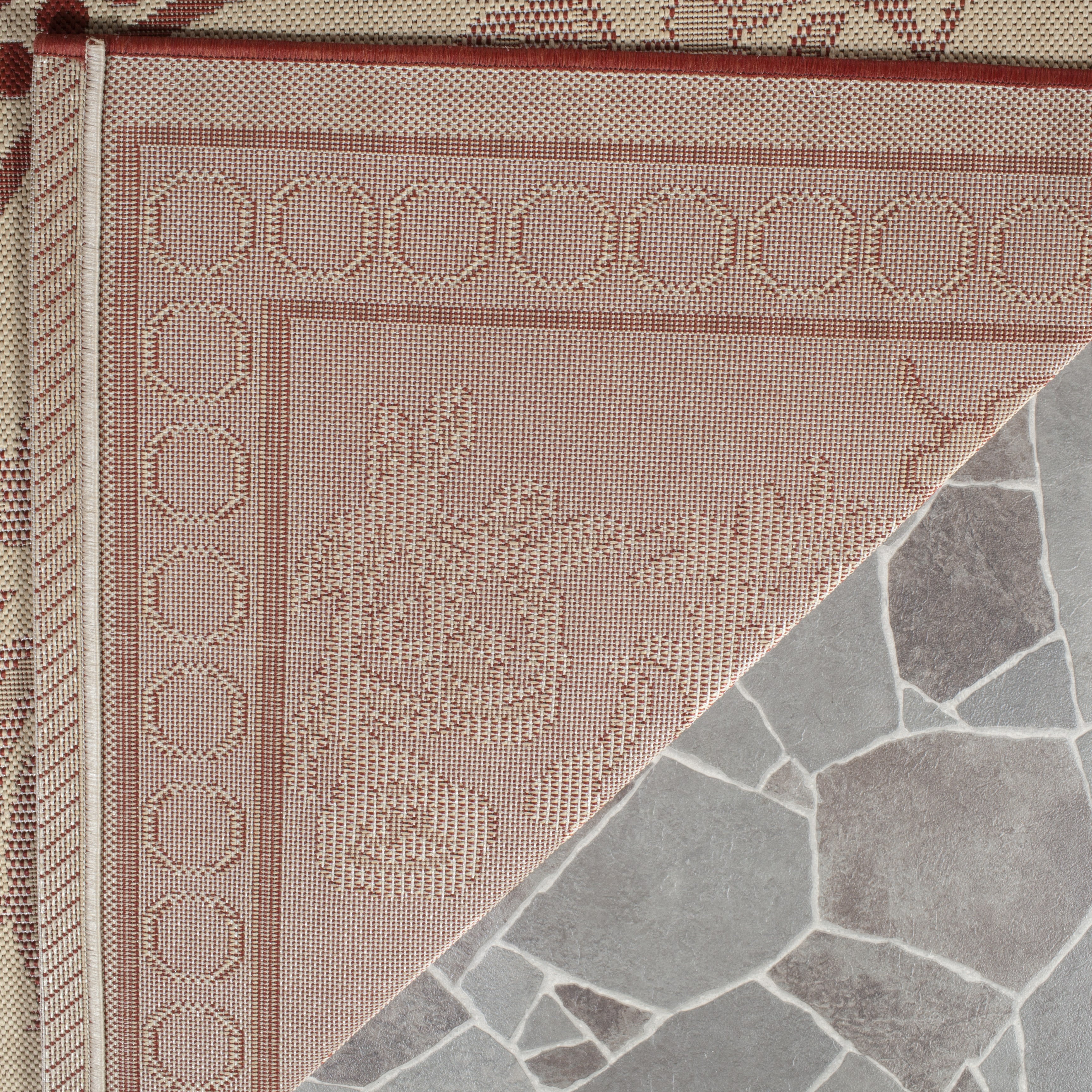 SAFAVIEH Courtyard Claire Oriental Indoor/Outdoor Area Rug, Natural/Red, 8' x 11'