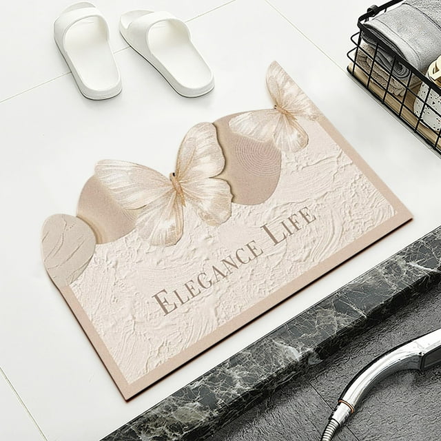 Butterflies Carpet Bathroom Door Water Absorbing Quicks Drying Floor Mat Household Non-slip And Wear-resisting Floor Mat