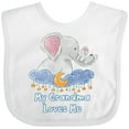 thumbnail image 3 of Inktastic My Grandma Loves Me Cute Elephants Clouds Moon and Stars Boys or Girls Baby Bib, 3 of 4