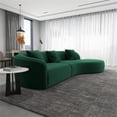 thumbnail image 6 of Galler Japandi Style Luxury Modern Velvet Curvy Couch in Green, 6 of 7