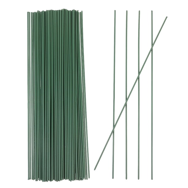 BRIGHTFUFU 100 piezas de alambres de hierro floral verde para artesanías de flores de bricolaje de flores de metal Flores artificiales Tallos de tallo floral falso Varilla floral de bricolaje 30 cm