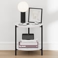 thumbnail image 4 of Furinno BESI Night Stand, 2-Tier Wide Round Nightstand with Metal Legs, Metal Frame End Table, Bedside Table, Side Table with Open Shelf, for Living Room, Bedroom, Marble White, 4 of 5