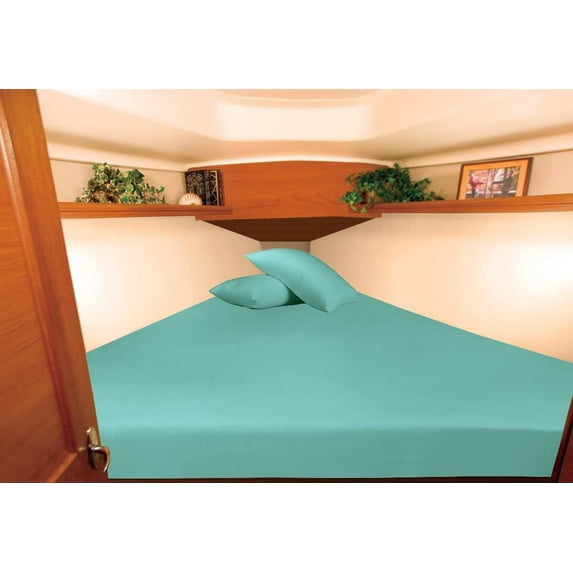 Universal After Berth Boating Sheet Set - Universal After Berth 600 TC Sheet Set - Egyptian Cotton - USA Boat Bedding - Boat After-Berth Bedding - Great Gift for Boaters - 8 Inch Drop, Aqua Green