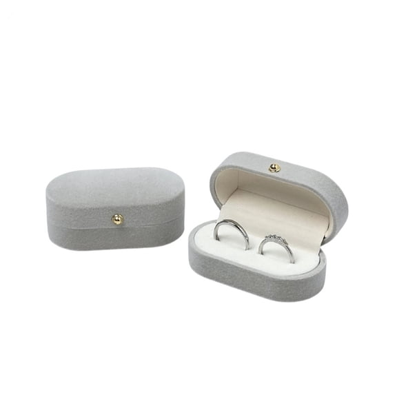 Luxury Double Slots Ring Box Oval Flip Jewelry Box Wedding Engagement Ring Organizer Ring Gift Box Packing Box