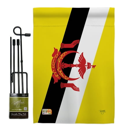 Brunei Garden Flag Set Nationality 13 X18.5 Double-Sided Yard Banner