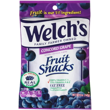 Gluten Free Kosher Fruit - Welch's, Concord Grape Fruit Snacks 5 oz. (12 Count)