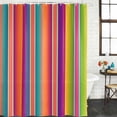 thumbnail image 4 of 60x72 Inch Shower Curtains for Bathroom, Mexican Style Fabric Bath Curtain Decor, Colorful Mexico Stripes Orange Purple Waterproof Restroom Curtains Shower Set Accessories with 12 Hooks 60 Inch, 4 of 7