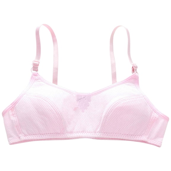 SERTG Kids Adjustable Straps Thin Training Bra Cotton Breathable Seamless Solid Color Bralette School Casual Wear Support Girls First Bra(Pink,13-16 Years)