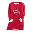 thumbnail image 1 of Qertyioot 2024 Womens Spring Winter Shirt Large Loose Raglan Top Thickened And Velvet Lamb Wool Warm Underlay Valentine's Day Tops, 1 of 2