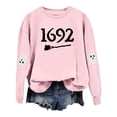 thumbnail image 4 of Womens Halloween Crewneck Sweatshirts Fall 1692 Ghost Printed Long Sleeve Pullover Tops Fashion Casual Relaxed Fit Blouses Z001-Pink XL, 4 of 5