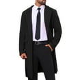 thumbnail image 4 of INSPIRE CHIC Men's Coats Single Breasted Lapel Collar Long Sleeve Back Slit Outerwear Coat XL Dark Black, 4 of 7