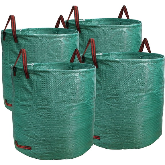 PHYEX Professional 4-Pack 132 Gallon Gardening Bags for Lawn Yard, Extra Large Reusable Leaf Bags, Waste and Trash Container