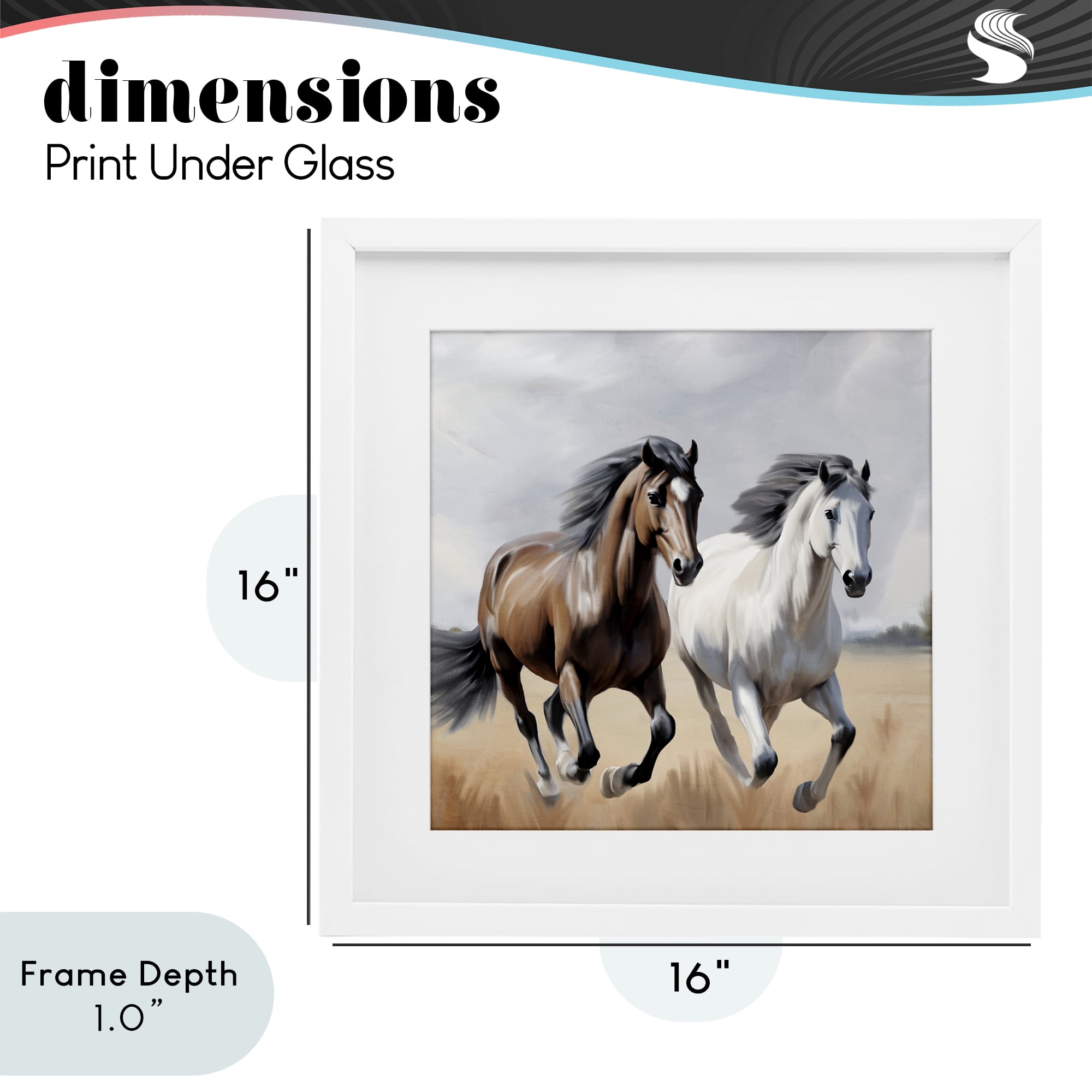 Stupell Industries Wild Run Twin Horses White Framed Print Under Glass, design by Kim Allen