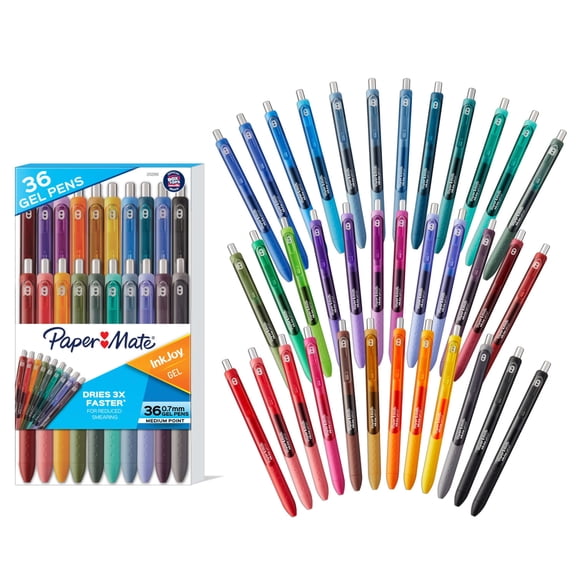 Paper Mate InkJoy Pens, Gel Pens, Medium Point (0.7 mm), Assorted, 36 Count