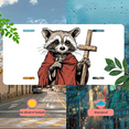 thumbnail image 5 of 1 Pcs 2D Flat License Plate Covers & Frames, Raccoon with Cross For Decorative Front, Waterproof For Decoration Aluminum License Plate Covers & Frames Cover For Men Women, 12" X 6", 5 of 7