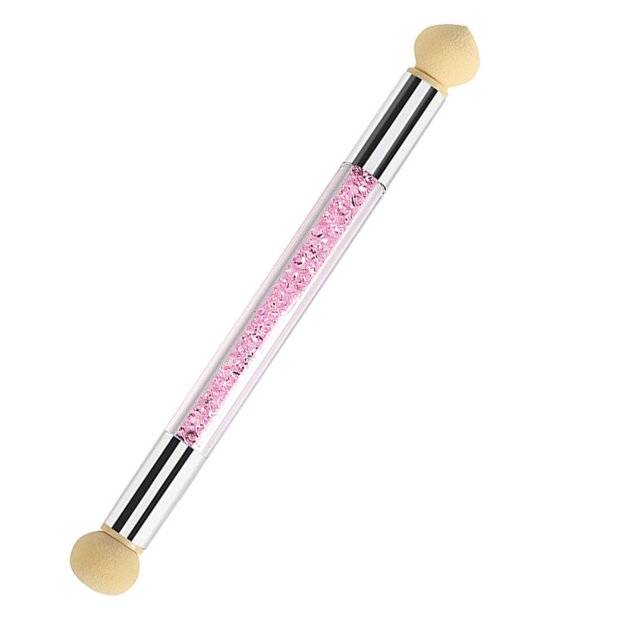 1 pieza de cepillo para mezclar uñas, bolígrafo de sombra de doble cabeza, pincel de puntos, cabezal de esponja para uñas, mango de diamantes de imitación degradado, pincel para decoración de uñas