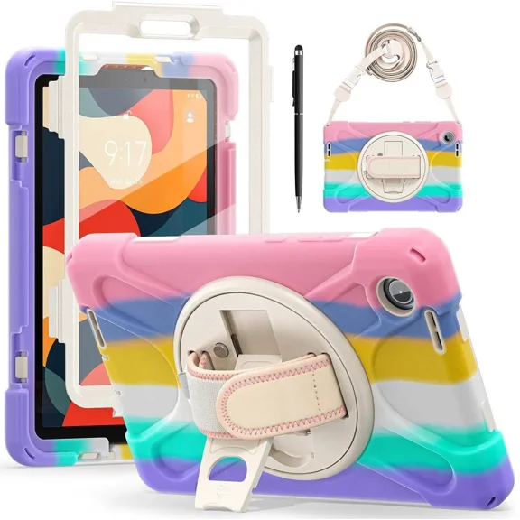 Case for Lenovo Tab One 8.7 inch 2025 / Tab K9 8.7" 2025 TB305XU TB305FU Shockproof Cover with Screen Protector Rotating Hand Strap & Stand Shoulder Strap Universal Stylus Pen