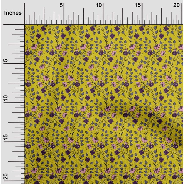 oneOone Polyester Lycra Fabric Leaves & Floral Block Print Sewing Fabric BTY 56 Inch Wide