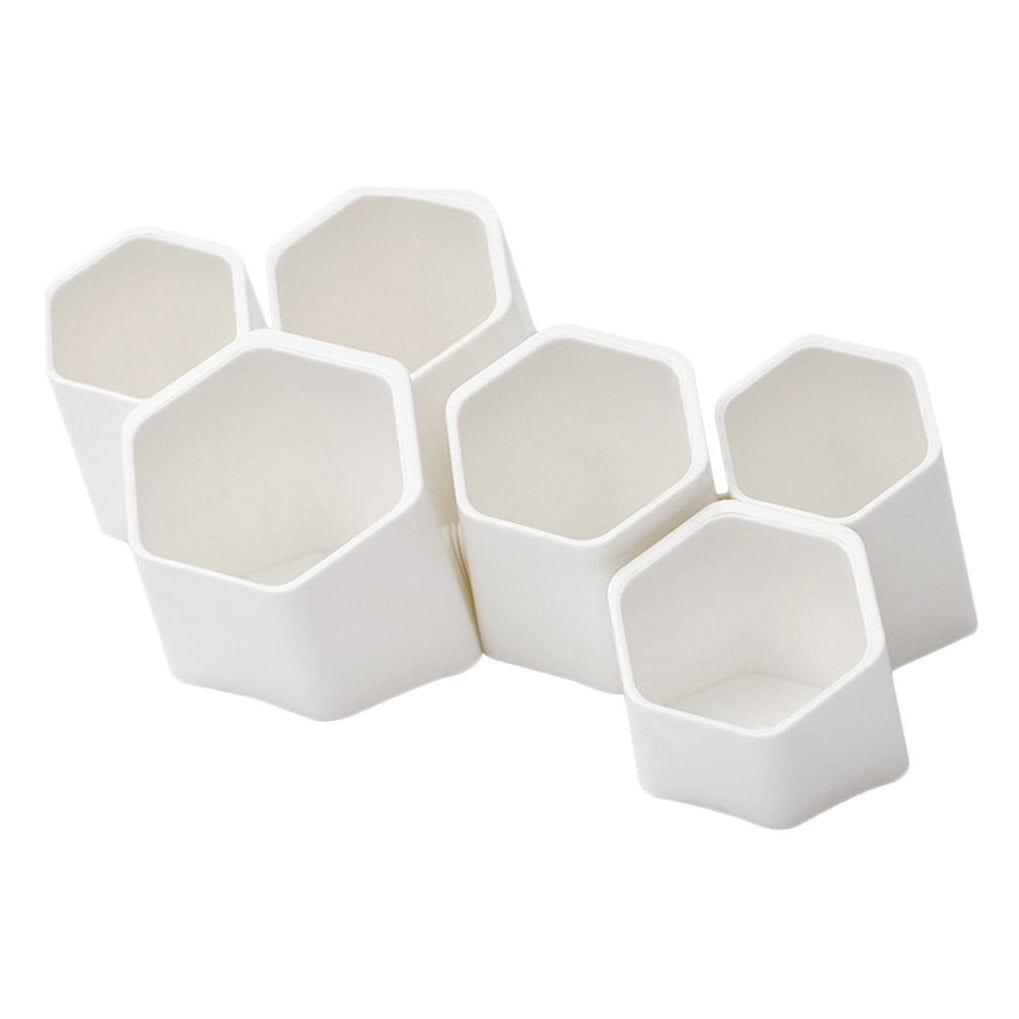 OUNONA 6-Pack White Desktop Pen Holders, Wall-Mounted Stationery Organizers for Home Office Desk Accessories