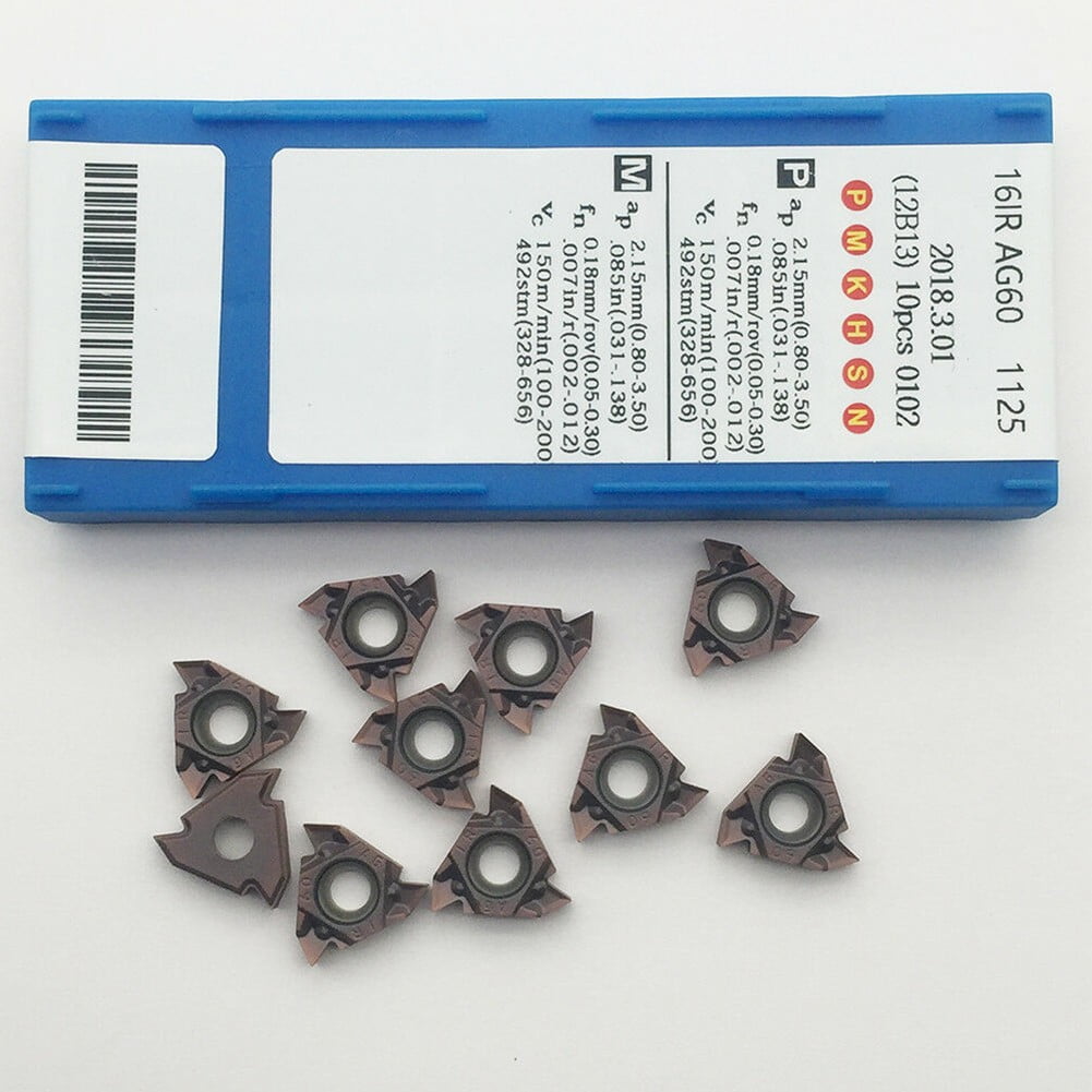 10pcs 16IR AG60 1125 CNC Carbide Insert Lathe Threading inserts 16IR 3/8\" AG60