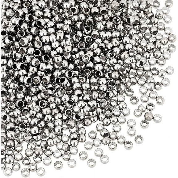 800pcs Round Crimp Beads 2.5mm Stainless Steel Spacer Beads Clamp Ends Rondelle Beads Tiny Crimps Spacer Beads Metal Beads for DIY