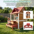 thumbnail image 3 of ANPOO Outdoor Wooden Kids Playhouse, Large Play House with Bench/Table/Kitchen/Flower Pot Holders/Toys, Outdoor Play Toy Gift for Ages 3+, 3 of 9
