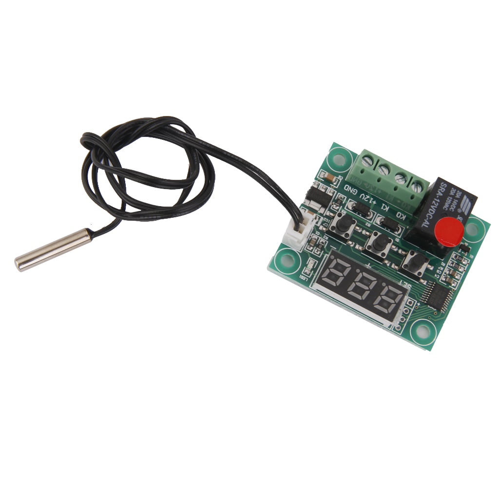 12V DC Digital Temperature and Humidity Controller Module Electronic Temperature Temp Control Module Switch with 10A One-Channel Relay and Waterproof