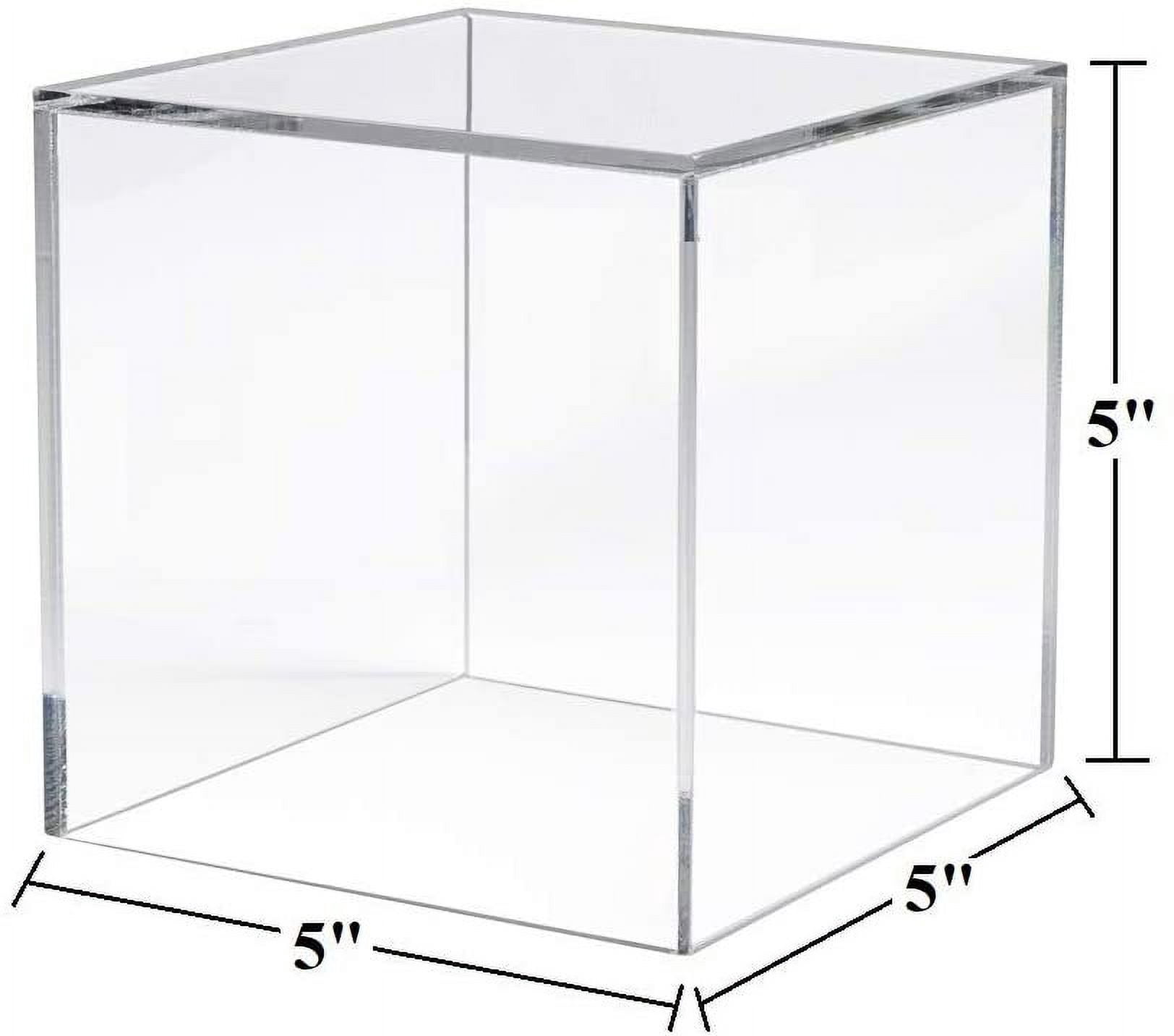 1 Piece Acrylic Cube with Removable top or base.