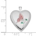 thumbnail image 2 of Auriga 925 Sterling Silver Rhod-Plated 20mm Enameled Butterfly Heart Locket (L-25.2mm, W-19.6mm), 2 of 6