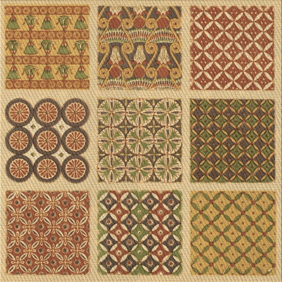 Ahgly Company Machine Washable Indoor Square Transitional Orange Area Rugs, 7' Square