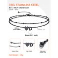 thumbnail image 5 of Silvora Waterproof Ankle Bracelet for Women Beaded Heart Link Initial Anklet Double Layer Adjustable 8.5"-10" Foot Jewelry Gift, Black, 5 of 7