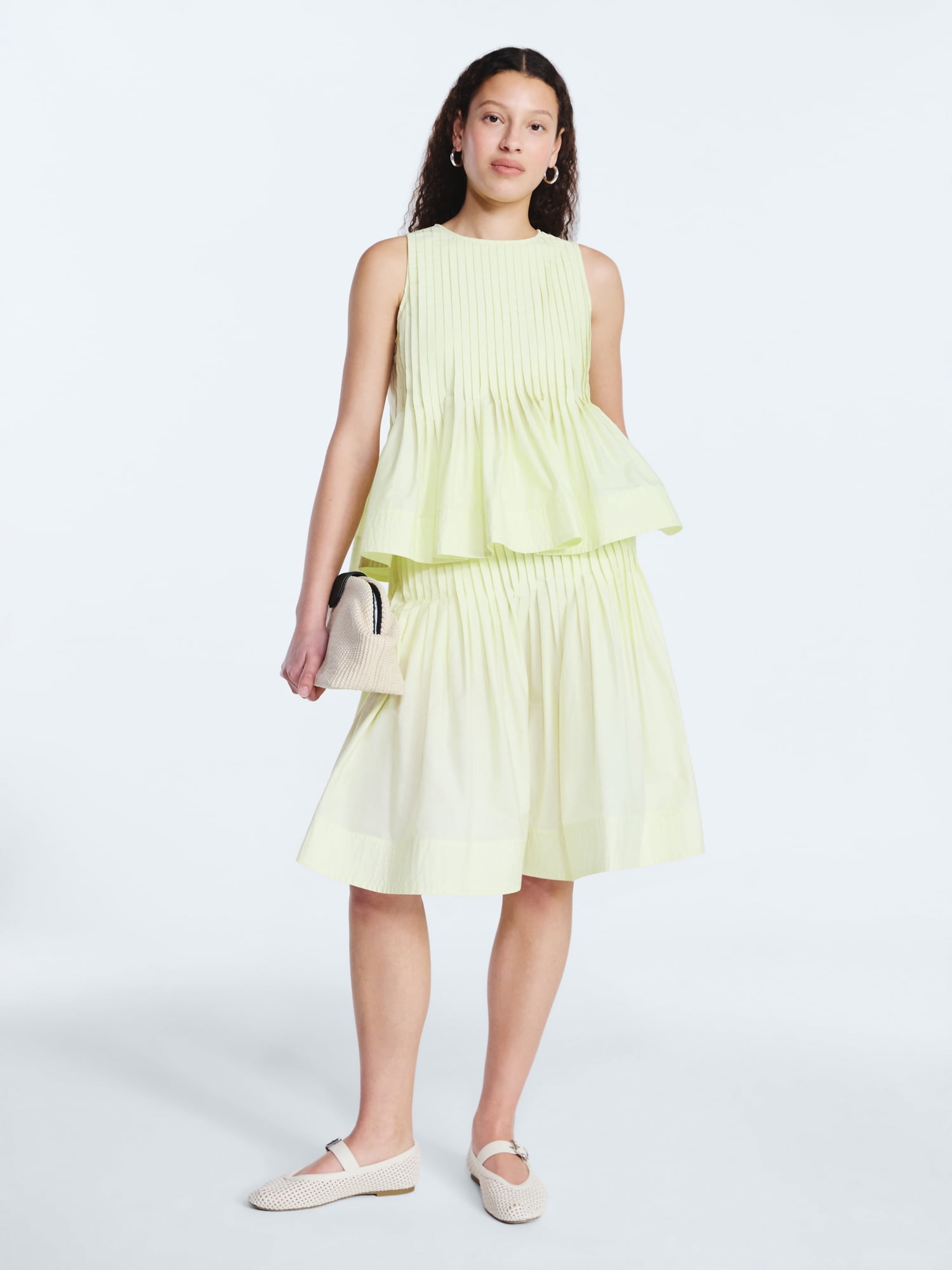 Free Assembly Women's Pintuck Knee Length Skirt, Sizes XS-XXL