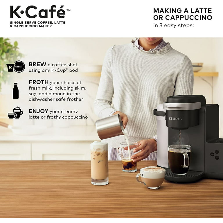 Keurig K-Cafe Coffee Maker, Single Serve K-Cup Pod Coffee, Latte and  Cappuccino Maker, Comes with Dishwasher Safe Milk Frother, Coffee Shot  Capability, Compatible With all K-Cup Pods, Charcoal 