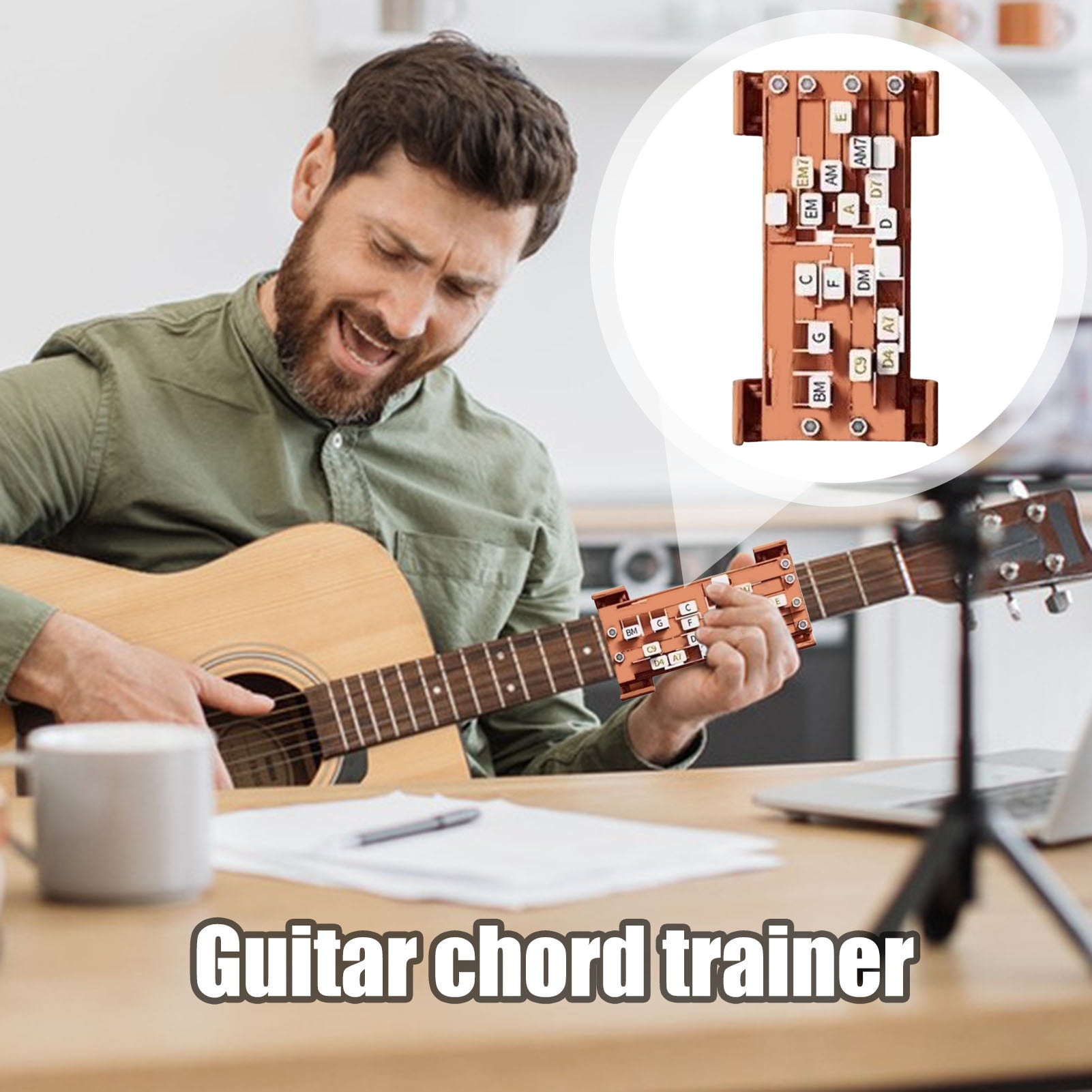 YIFAEUX Guitar Chord Presser Beginner Arthritis Player Guitar Chord Helper Trainer Portable Clip-on Acoustic Electric Guitar Learning Tools