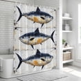 thumbnail image 5 of Retro Fish Coastal Shower Curtain Set - Long 72" x 84" Washable Bathtub Curtain with 12 Hooks, Summer Beach Nautical Ocean Waterproof Fabric Stall Shower Curtains for Bathroom/Bathtub Décor, 5 of 6