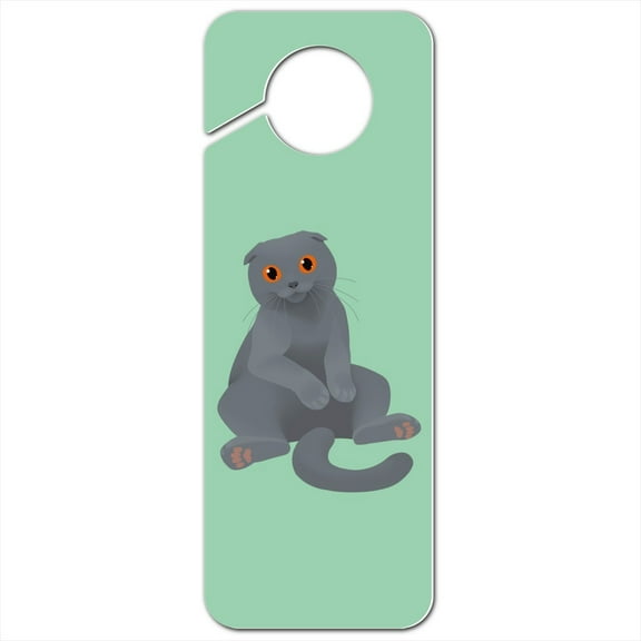 Scottish Fold Cat Plastic Door Knob Hanger Sign