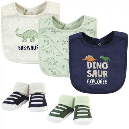 UPC: 0660168175943 | Hudson Baby Infant Boy Cotton Bib and Sock Set Dinosaur Explorer One Size