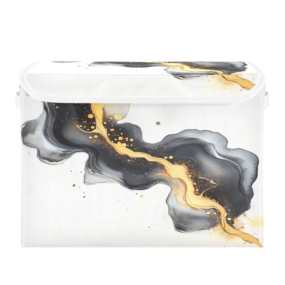 Storage Box With Lid 16.5x12.6x11.8In Foldable Stacked Household Storage Box Beautiful Marble Pattern