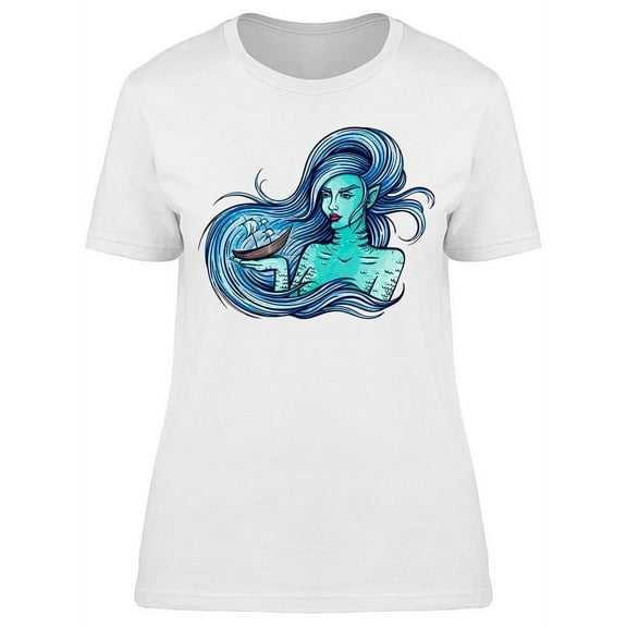 Sea Mermaid Holding A Boat T-Shirt Women -Image by Shutterstock, Female XX-Large