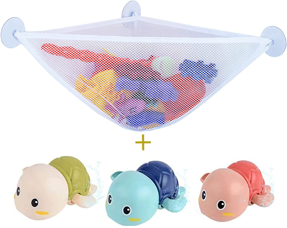 Bath Toy Storage Bath Toy Holder with 3 Strong Suction Cups - Bathtub Toys Net Holder Organizer - Corner Shower Caddy Bag for Kids and Toddlers - Bathroom Hanging Mesh Basket for Baby Boys and Girls